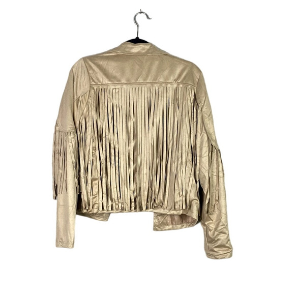 NEW! Western Fringe Soft Faux Suede Open Style Lined Jacket Coat M Light Tan - Picture 4 of 12